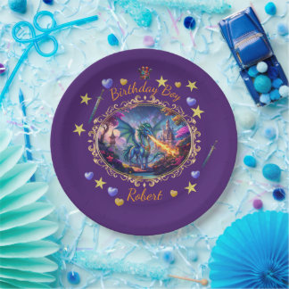 Assiettes En Carton Fire Breathing Dragon Royal Prince Birthday