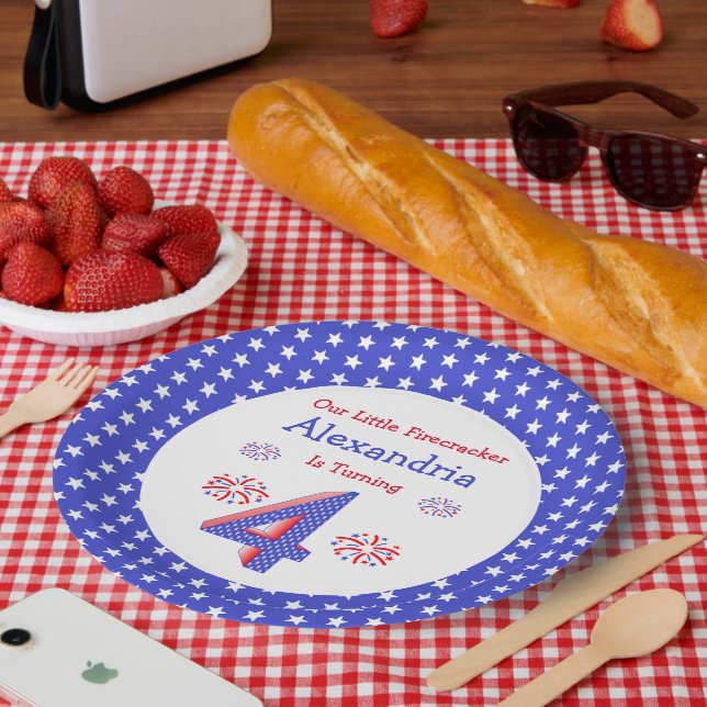 Assiettes En Carton Firecracker 4e anniversaire (Pique-nique)