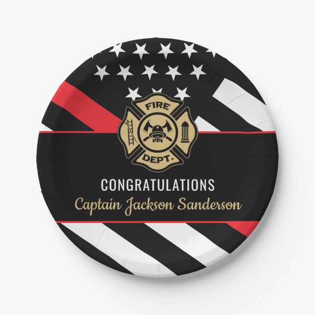 Assiettes En Carton Fireman Fire Department Firefighter Retirement (Devant)