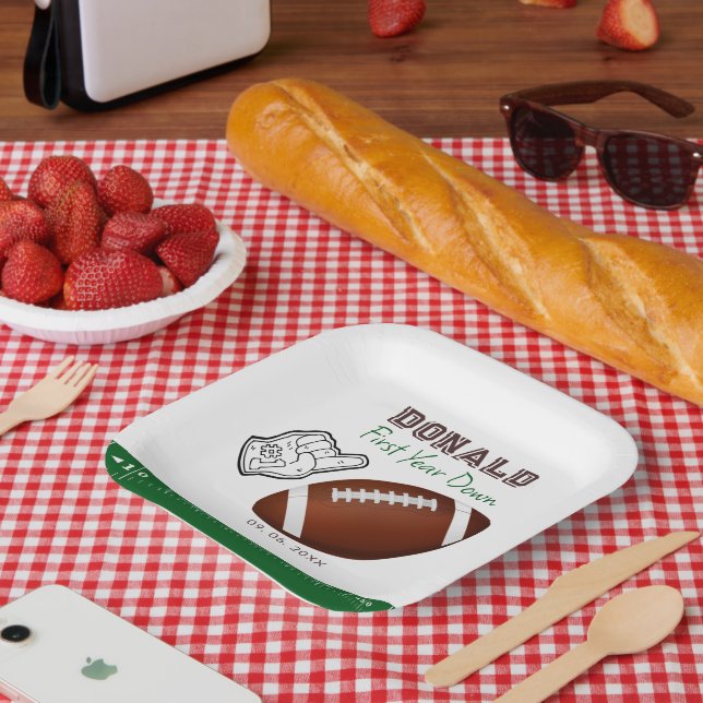 Assiettes En Carton First Year Down Football Birthday  (Pique-nique)