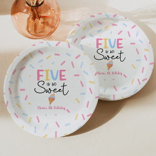 Assiettes En Carton Five Is So Sweet Ice Cream 5e fête d'anniversaire