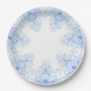 Assiettes En Carton Flacon de neige bleu glace