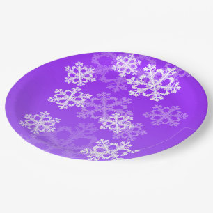 Assiettes En Carton Flacons de Noël mauves et blancs
