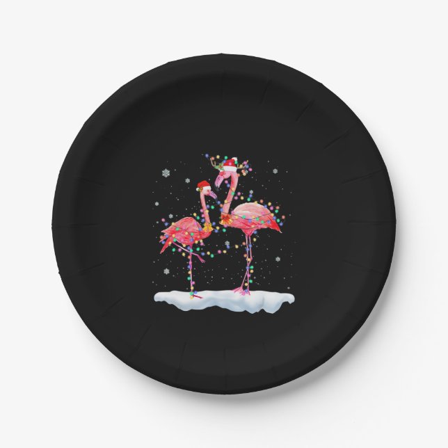 Assiettes En Carton Flamant rose | Arbre de Noël Flamant rose Noël Noë (Devant)