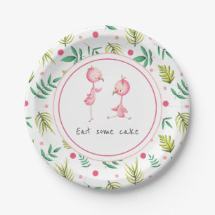 Assiettes En Carton Flamant rose floral Tropical