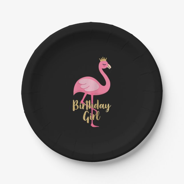 Assiettes En Carton Flamant rose Girl Birthday Costufts (Devant)
