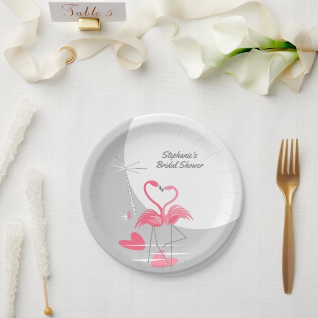Assiettes En Carton Flamant rose Love Grand Lune Fête des mariées papi (Mariage)