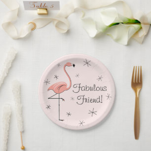 Assiettes En Carton Flamant rose Rose Fabulous Friend! plaque papier
