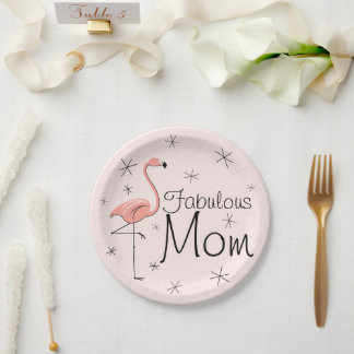 Assiettes En Carton Flamant rose rose Fabulous Maman plaque papier
