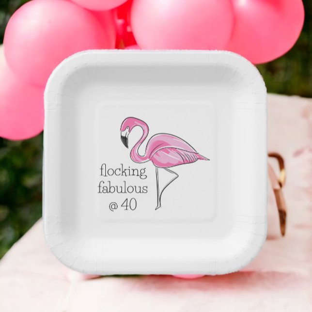 Assiettes En Carton Flamant rose rose flockant fabuleux à quarante (Créateur téléchargé)