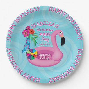 Assiettes En Carton Flamant rose Rose Floral Anniversaire