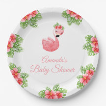 Flamant rose rose mignon Baby shower de fleurs tro