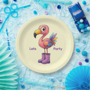 ASSIETTES EN CARTON FLAMANT WHIMSICAL
