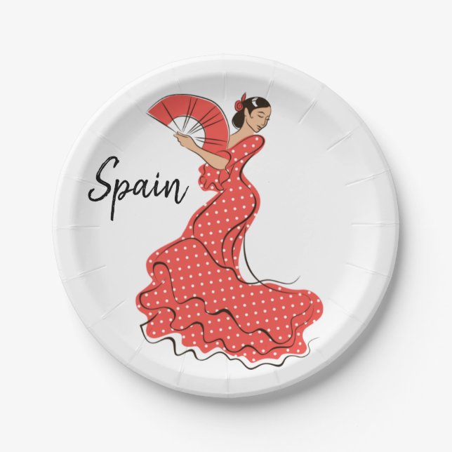 Assiettes En Carton Flamenco Espagnol (Devant)
