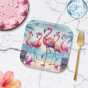 Assiettes En Carton Flamingle Beach Party Anniversaire