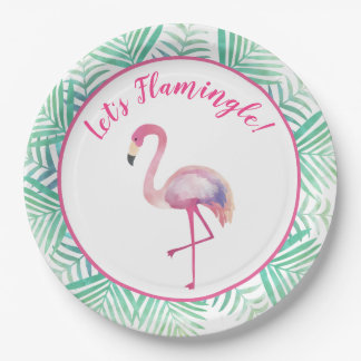 Assiettes En Carton Flamingle Flamant rose plaque de papier tropicale