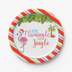 Assiettes En Carton Flamingle & Jingle Christmas Party Plaque papier -