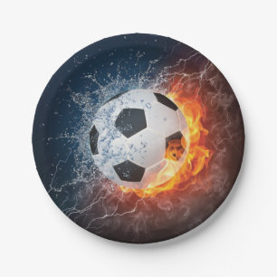 Assiettes En Carton Flamme Football/Balle de Football Jeu d'oreiller