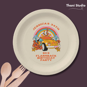Assiettes En Carton Flashback des années 80 Vintage Retro Anniversaire