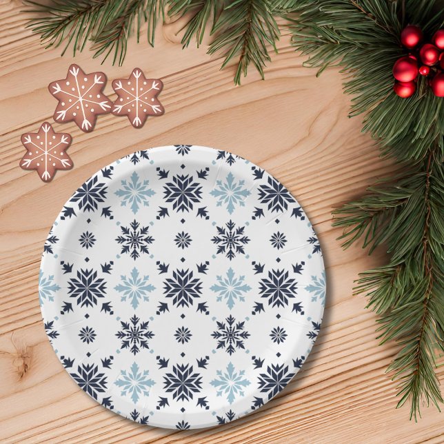 Assiettes En Carton Flèche de neige bleu clair et blanc (Créateur téléchargé)