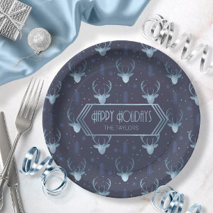 Assiettes En Carton Flèches de cerfs Motif V2 Blue ID861