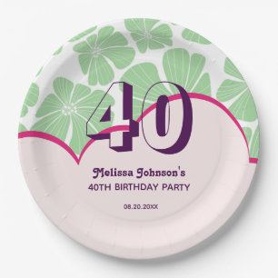 Assiettes En Carton Fleur Abstraite de Chamomille Vert Rétro