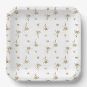 Assiettes En Carton Fleur alpine Edelweiss