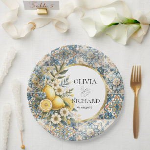 Assiettes En Carton Fleur carrelée méditerranéenne Italien Positano Le