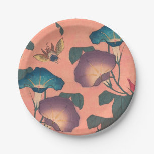 Assiettes En Carton Fleur d'abeille rose Art classique Hokusai