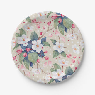 Assiettes En Carton Fleur d'Apple (blanc d'albescent)