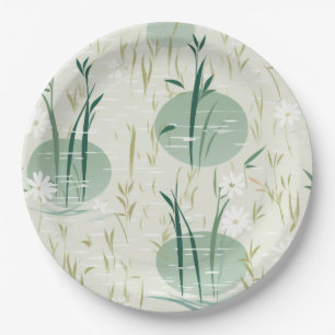 Assiettes En Carton Fleur de bambou sereine asiatique (10)