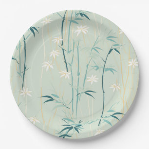 Assiettes En Carton Fleur de bambou sereine asiatique (9)