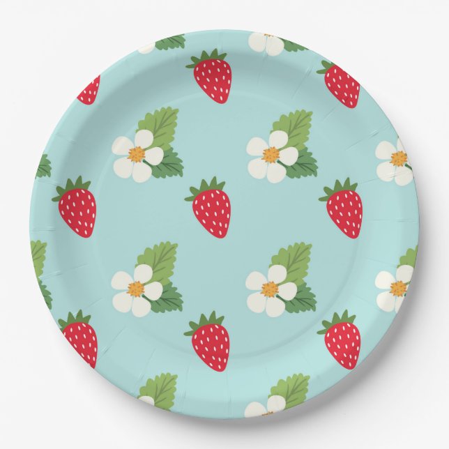 Assiettes En Carton Fleur de fraises (Devant)
