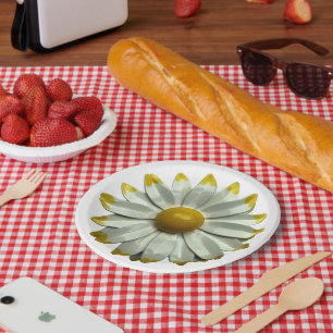 Assiettes En Carton Fleur de marguerite - Floral Printemps Jardin d'ét