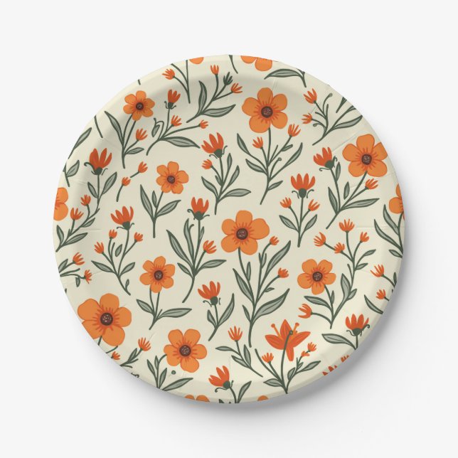 Assiettes En Carton Fleur de printemps (Devant)