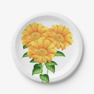 Assiettes En Carton Fleur de tournesol Floral Mariage d'été Jaune
