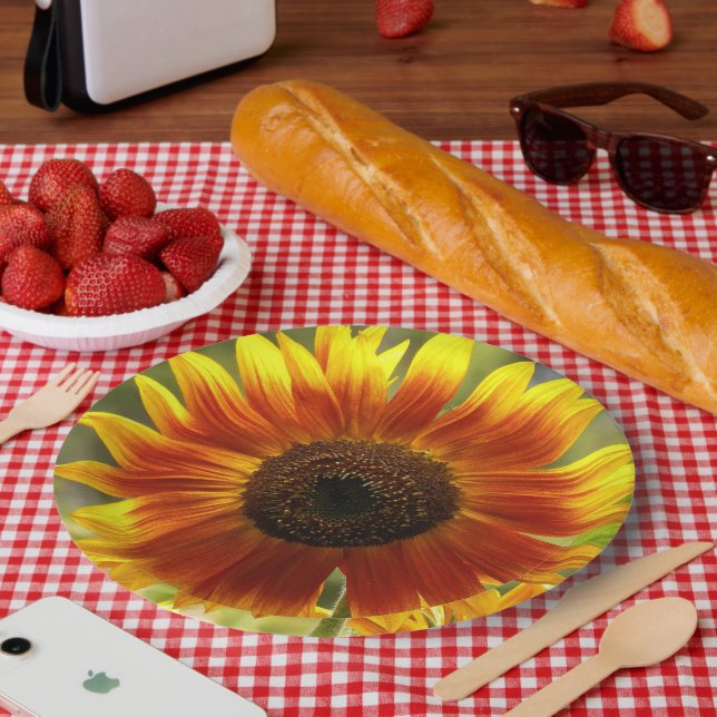 Assiettes En Carton Fleur de tournesol jaune et bronze (Pique-nique)