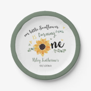 Assiettes En Carton Fleur de tournesol premier anniversaire Floral