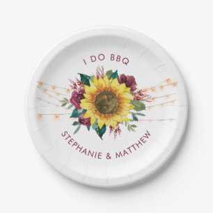 Assiettes En Carton Fleur de tournesol rustique Lumières Fiançailles I