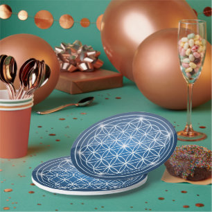 Assiettes En Carton fleur de vie géométrie sacrée forme graine de vie