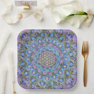 Assiettes En Carton Fleur De Vie - Mandala India Style 2