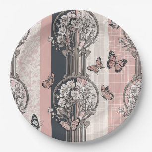 Assiettes En Carton Fleur d'Élégant Papillon (8)