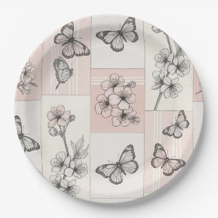 Assiettes En Carton Fleur Élégante de Papillon (5)