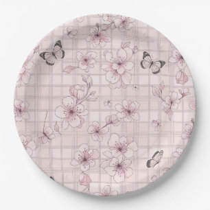Assiettes En Carton Fleur Élégante de Papillon (7)