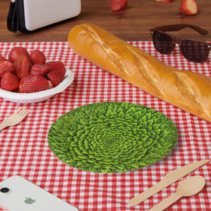 Assiettes En Carton Fleur fractale émeraude