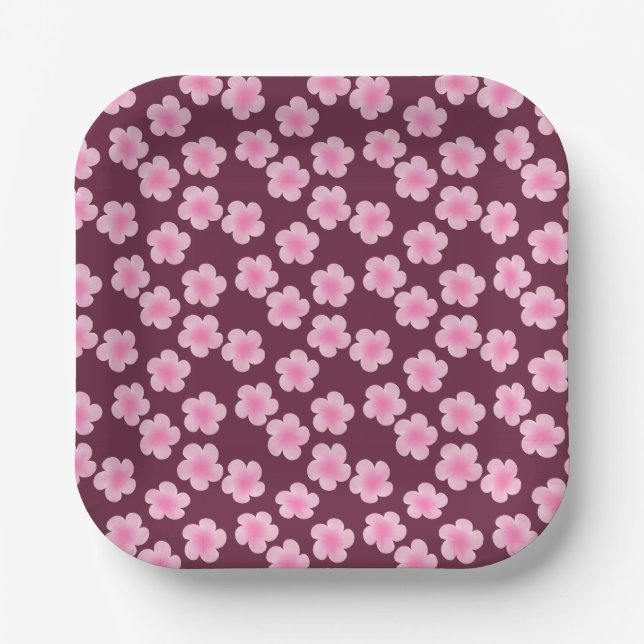Assiettes En Carton Fleur Frangipani rose Motif sans couture (Recto)