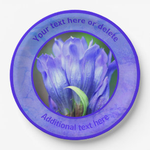 Assiettes En Carton Fleur Gentienne Bleue Fête Personnalisée