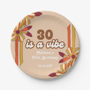 Assiettes En Carton Fleur Hippie les années 70 rétro 30e anniversaire