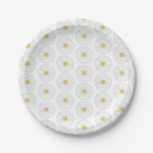Assiettes En Carton Fleur Jardin Floral Jaune Blanc