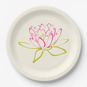 Assiettes En Carton Fleur Lotus / Illustration de la couche d'eau